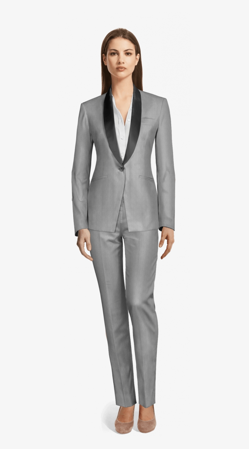 Grey Polyester Tuxedo - Sumissura Women's Grey Polyester Tuxedo, Tailored, transparent png download