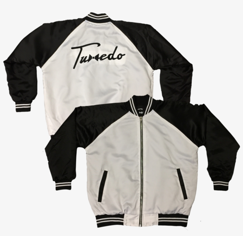 Satin Zip Bomber Jacket - Tuxedo, transparent png download