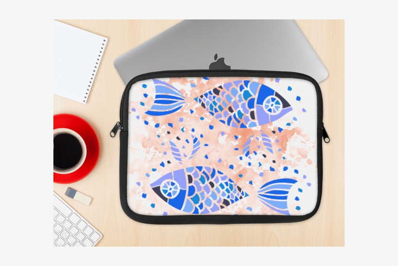 The Abstract White And Blue Fish Fossil Ink-fuzed Neoprene - Pisces, transparent png download