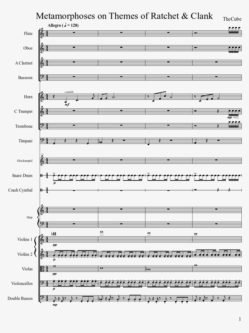 Metamorphoses On Themes Of Ratchet & Clank Sheet Music - Movement, transparent png download