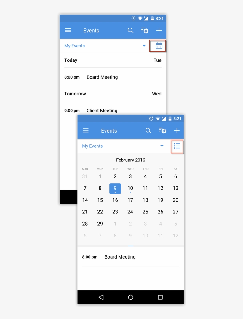 In The Record List Page, Toggle Between The Calendar, transparent png download