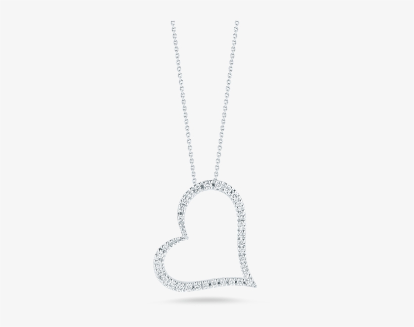 Roberto Coin Slanted Heart Pendant With Diamonds, transparent png download