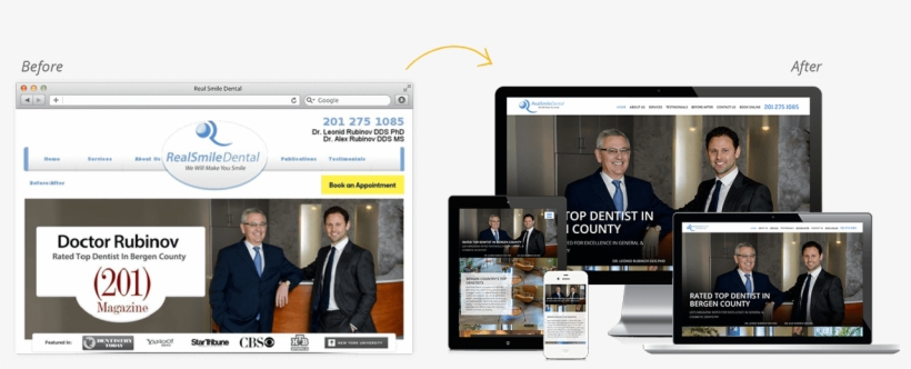 Real Smile Dental Website Design Before & After, transparent png download