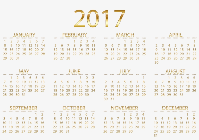 This Free Icons Png Design Of 2017 Calendar Gold No, transparent png download