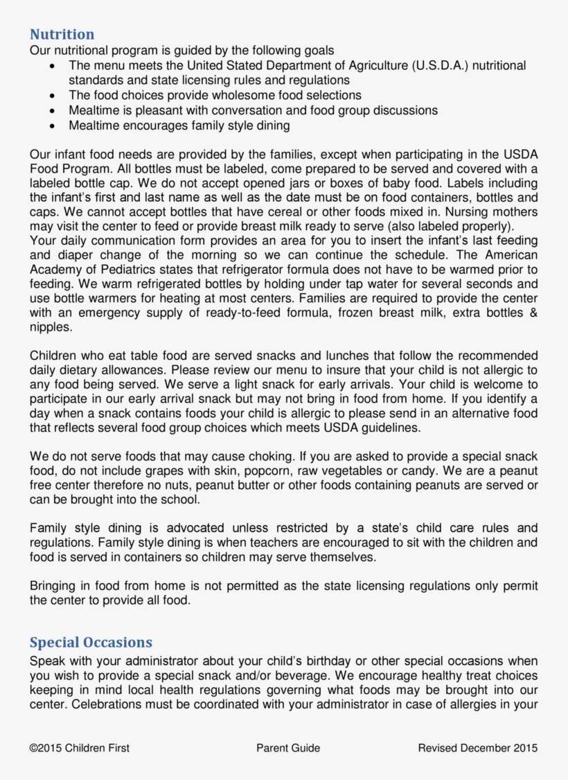 Nutrition Our Nutritional Program Is Guided By The, transparent png download