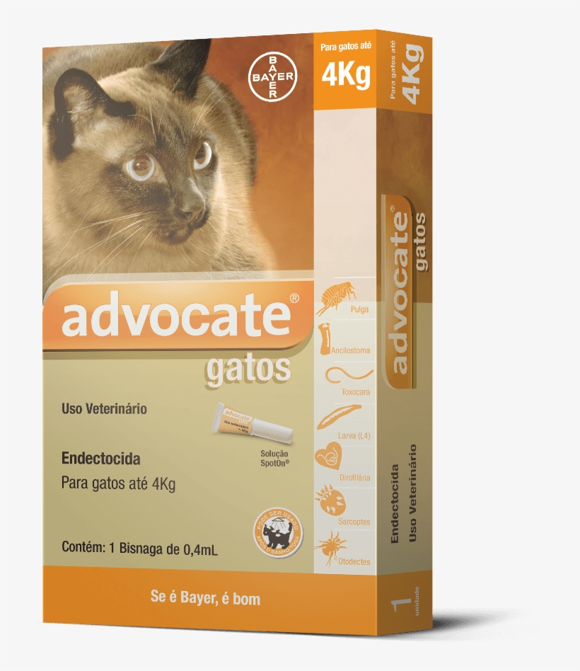 Antipulgas Advocate Gatos 0,4ml Até 4kg, transparent png download