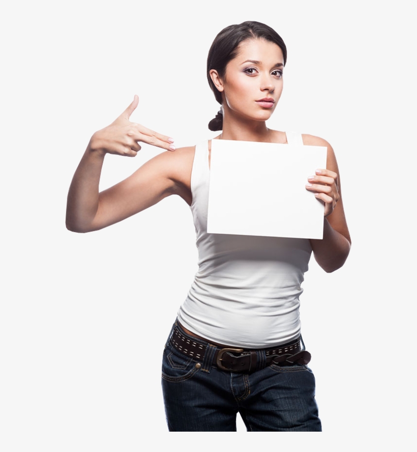 Young Woman Finger Point To Blank Board - Outrageously Hilarious Girls Night Out, Bachelorette, transparent png download