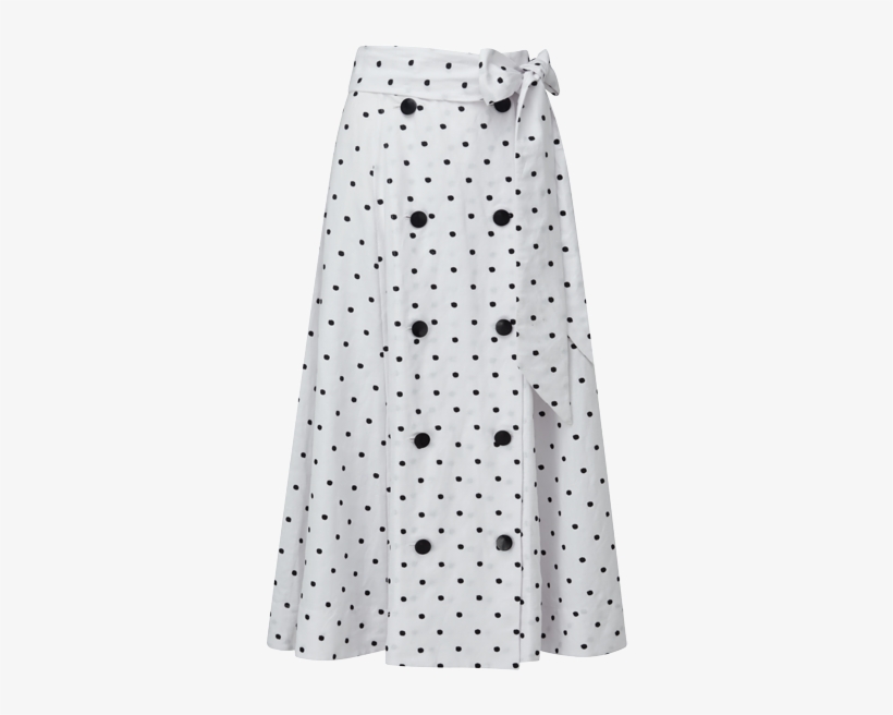 Diana Double Breasted Embroidered Polka Dot Linen Skirt - Polka Dot, transparent png download