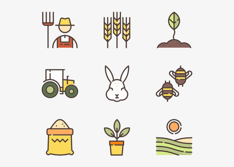 Agriculture Icons Free Vector Linear Color Elements - Clip Art, transparent png download