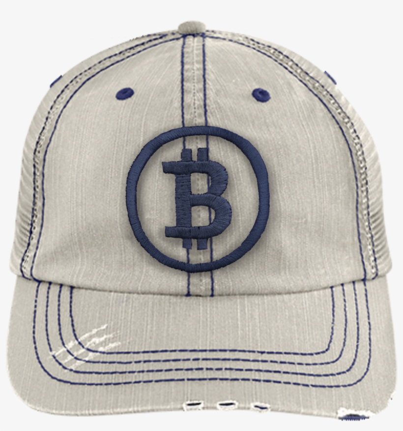 Distressed Bitcoin Trucker Hat - Shelby 6990 Distressed Unstructured Trucker Cap, transparent png download