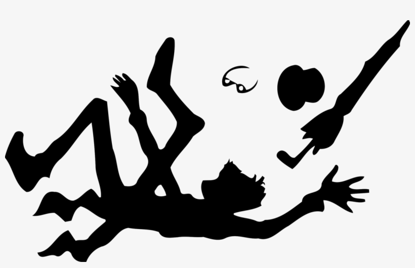 Drawing Black And White Silhouette Person - Cartoon Man Falling Png, transparent png download