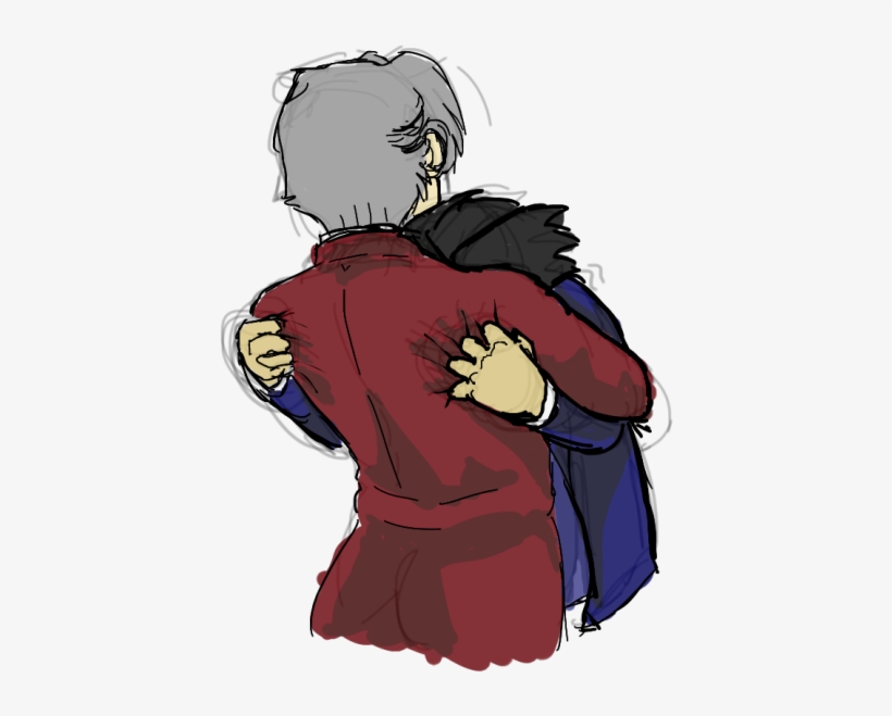 Just Wanted To Draw A Cute Miles Comforting Phoenix - Phoenix Wright Miles Edgeworth Yaoi, transparent png download