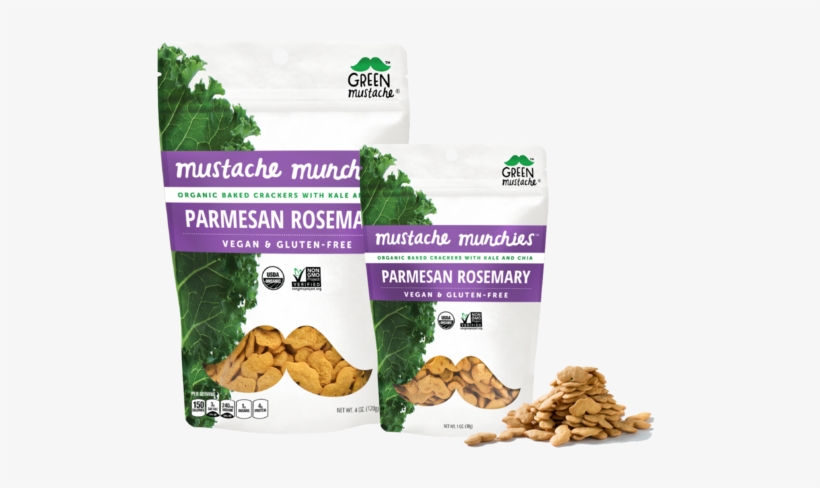 Mustache Munchies "parmesan Rosemary" Crackers, Snacks, - Green Mustache Snacks, transparent png download