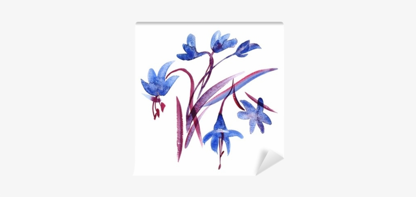 Watercolor Spring Blue Flowers On White Background - Watercolor Painting, transparent png download