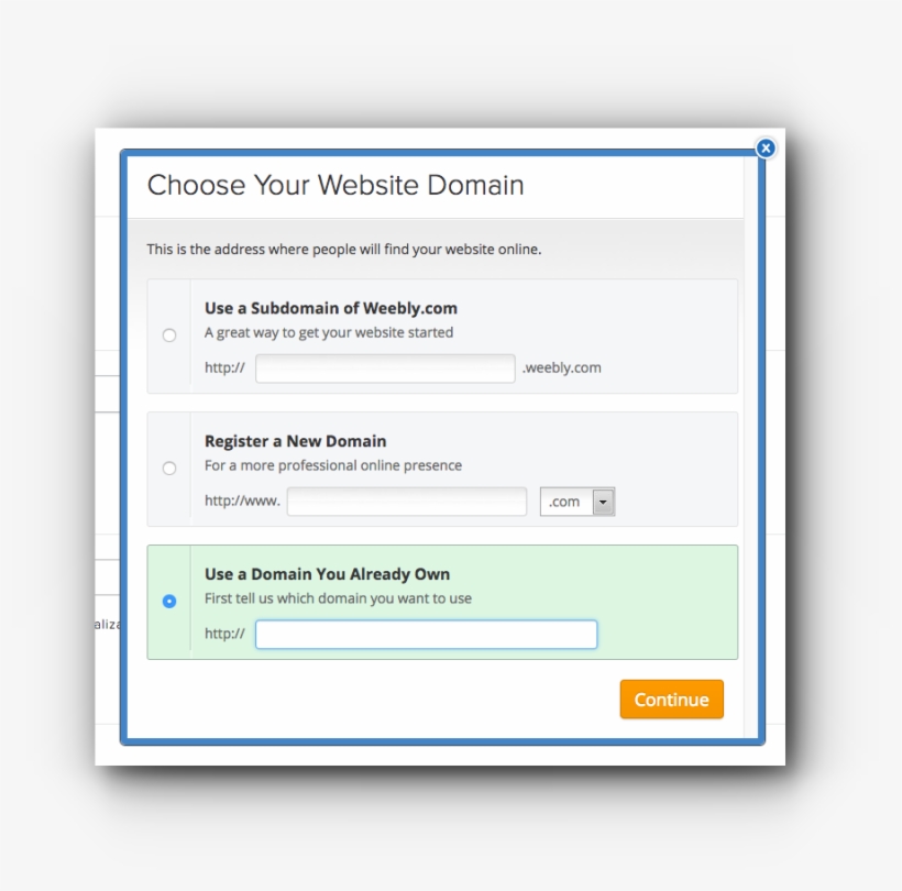 Select “use A Domain You Already Own” And Enter Your, transparent png download