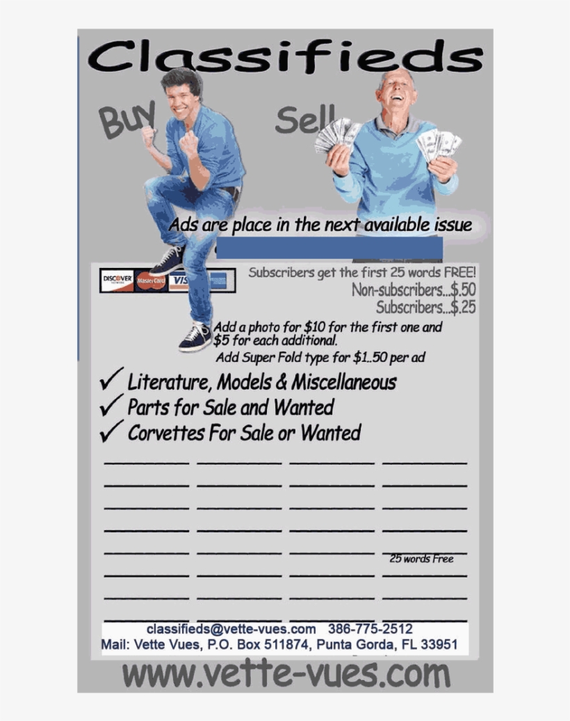 Corvette Classified Ad Form For Print In Vette Vues, transparent png download