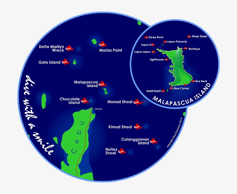 Dive Sites Malapascua Map, transparent png download