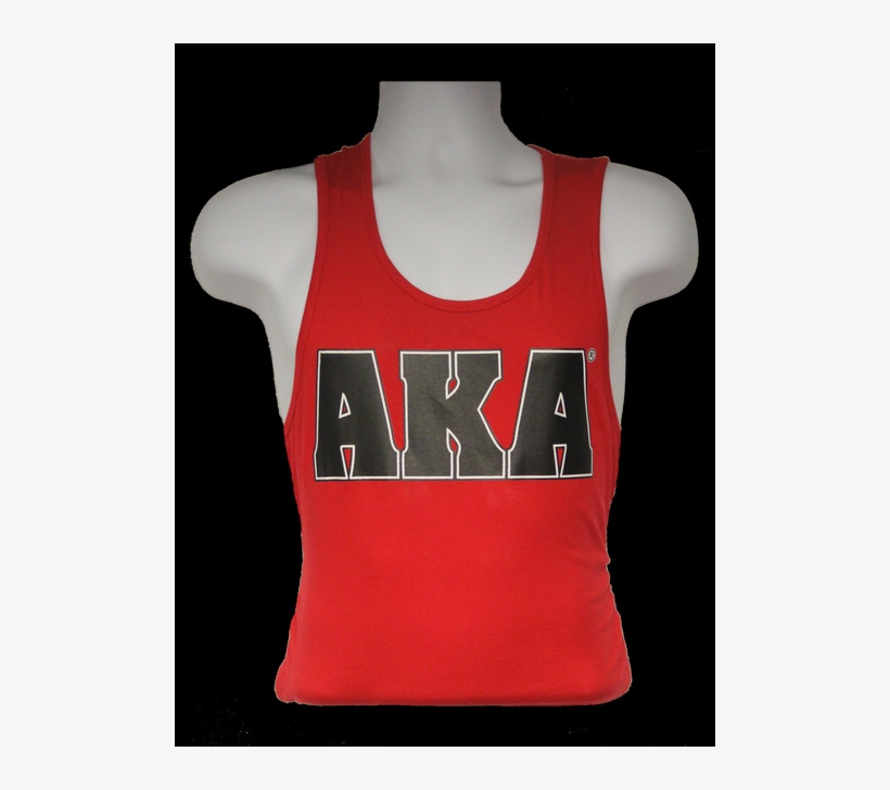 Men's Aka Classic Red Tank W Black Logo Is Printed, transparent png download