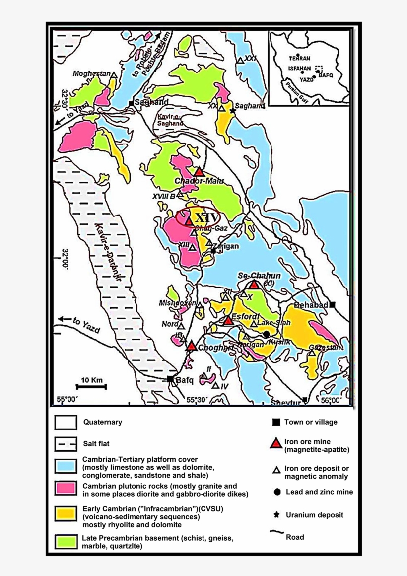 Simplified Geological Map Of The Bafq Mining District, transparent png download