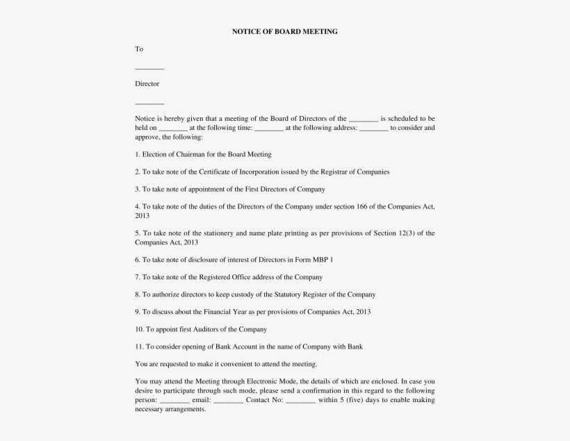Notice For Board Meeting Of Directors, transparent png download