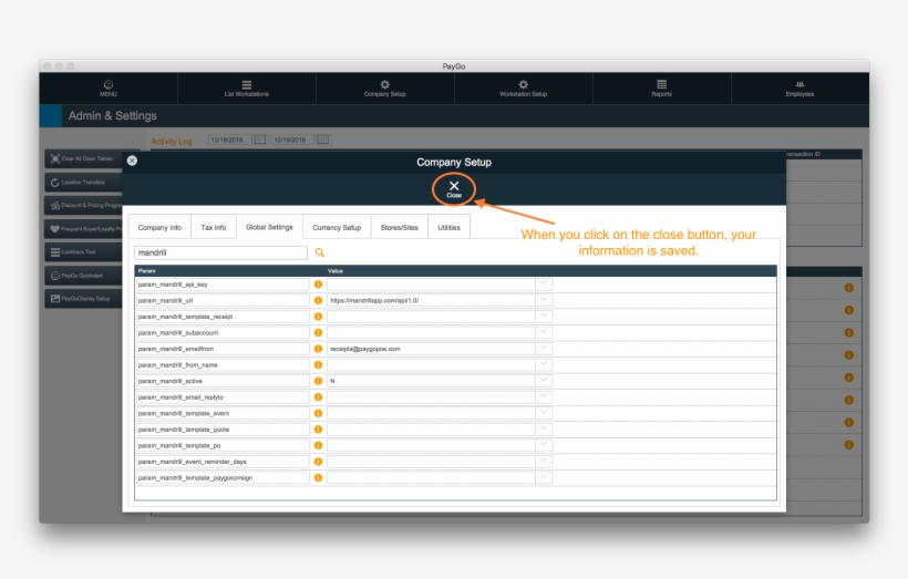 Paygo 6 Pos Company Setup Close Button, transparent png download
