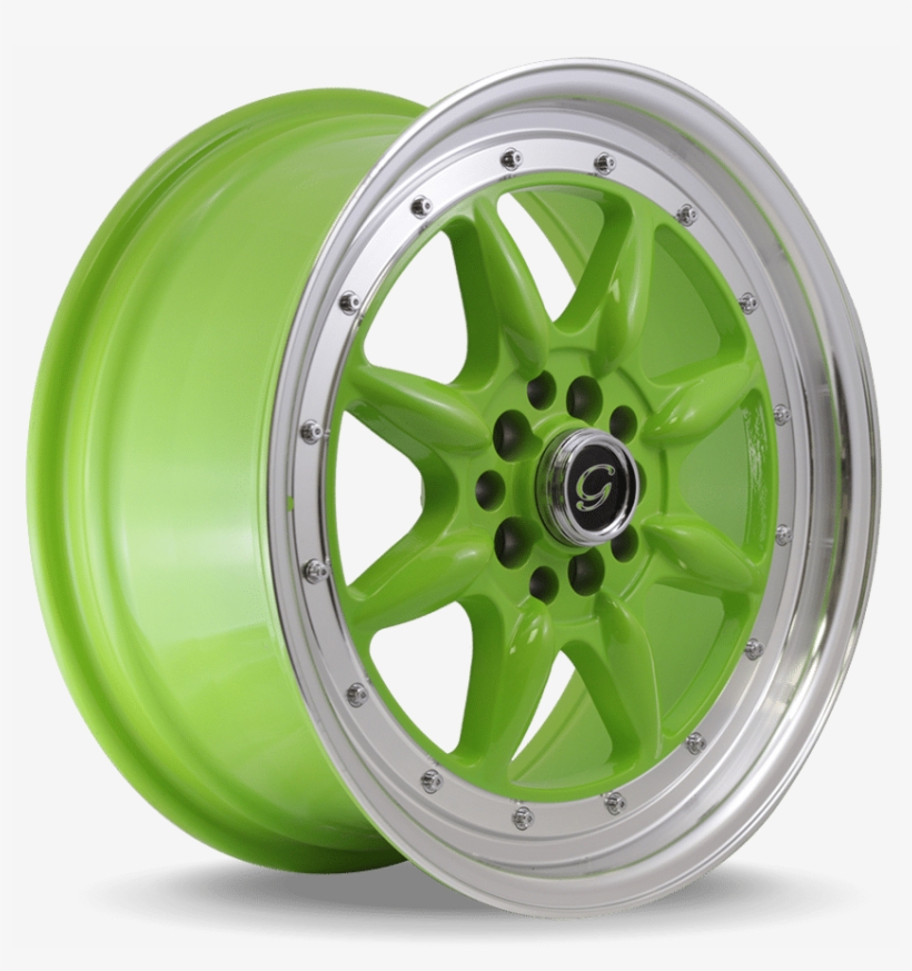 15" G-line Wheels G8006 Green Polished Rims, transparent png download