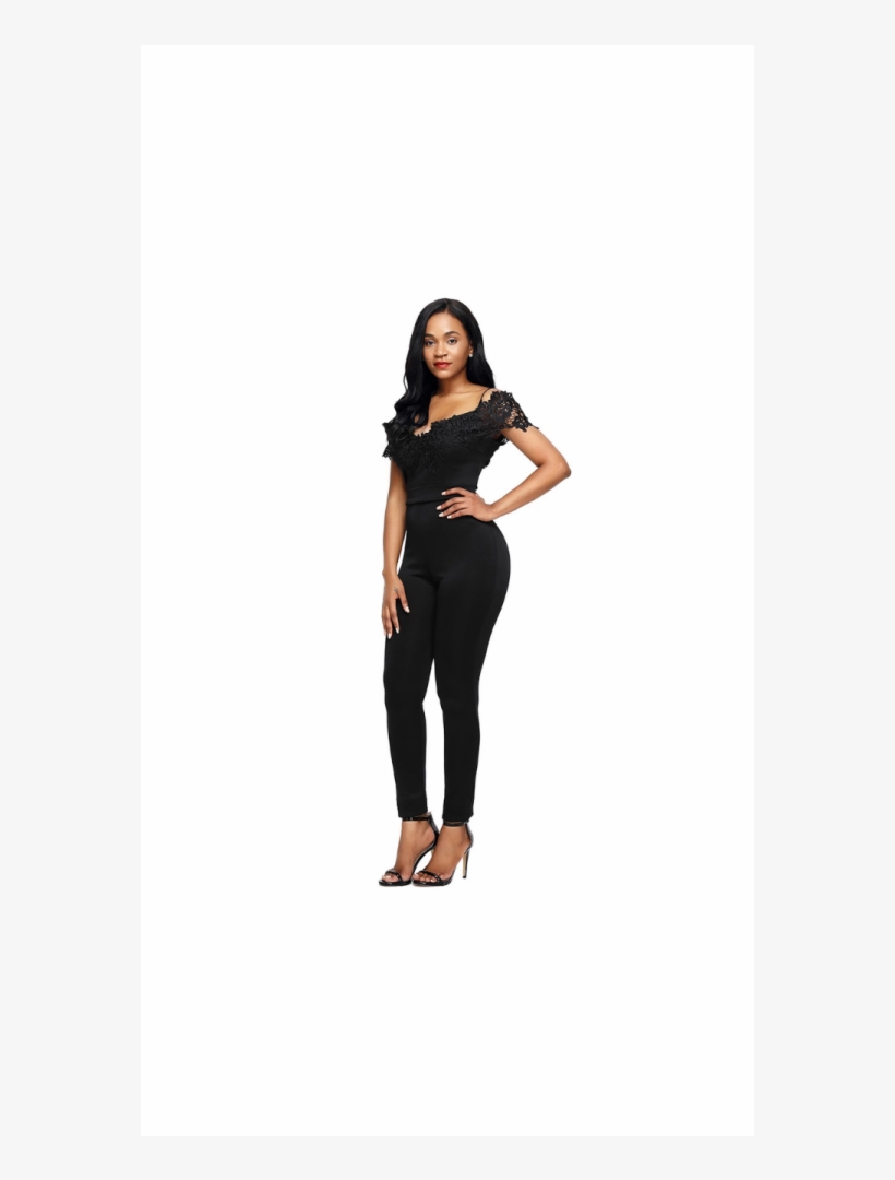 Lace Applique Cold Shoulder Jumpsuit, transparent png download