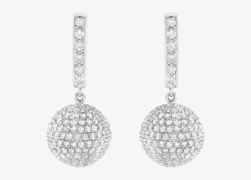 00ct Sphere Drop Earrings Pave Set With Hsi Round Brilliant - Earrings, transparent png download