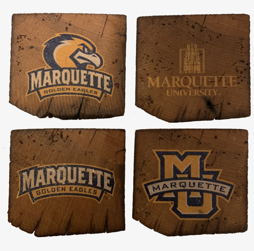 Marquette University Reclaimed Barn Beam Coaster Set - Marquette Golden Eagles, transparent png download