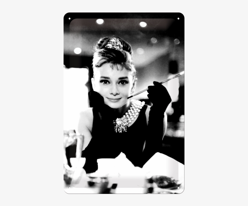 Audrey Hepburn Blechschild Portrait Schwarz Weiss Cm - Iconic Black And White, transparent png download