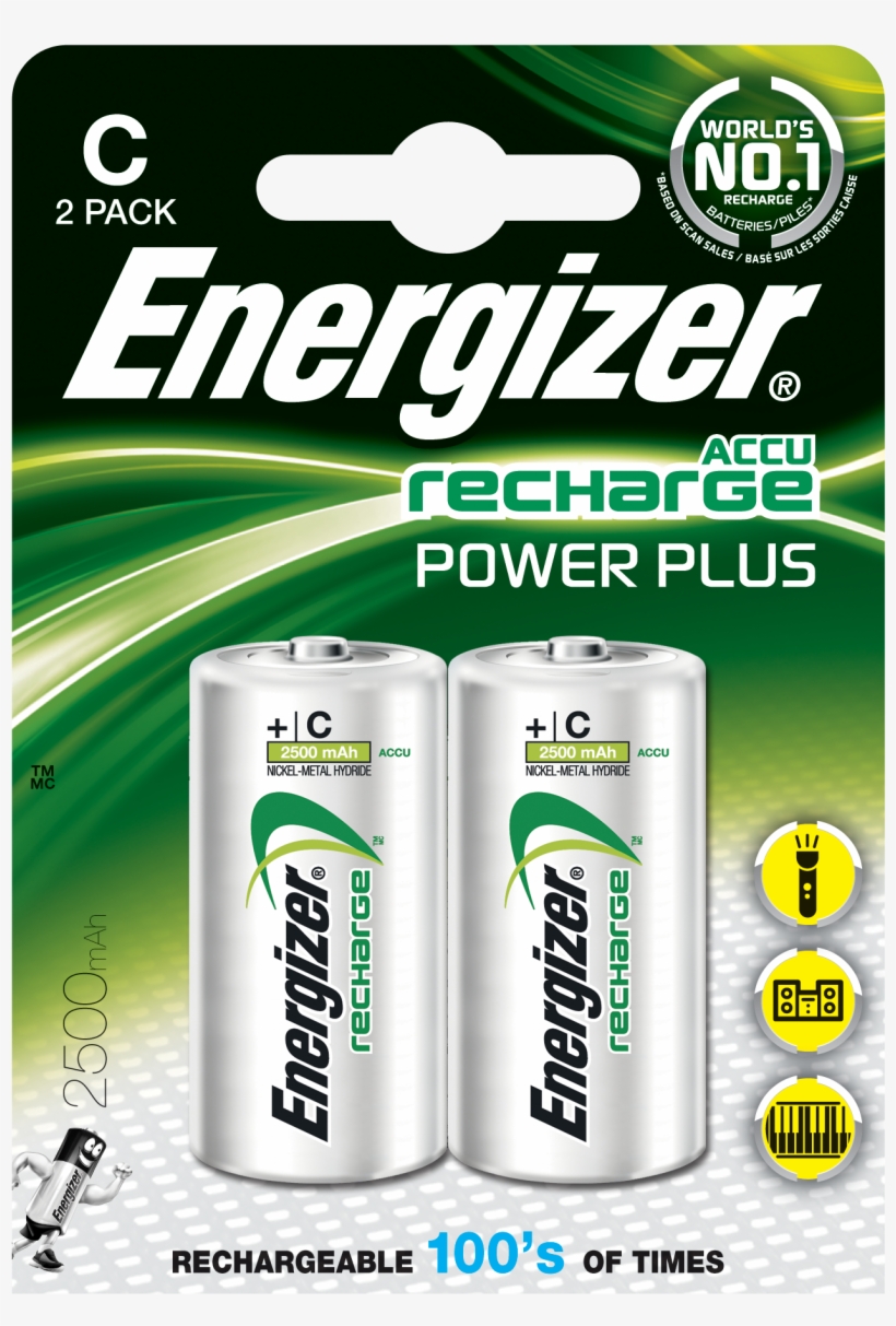 Energizer Power Plus C Hr14 2500mah Rechargeable Batteries - Energizer, transparent png download