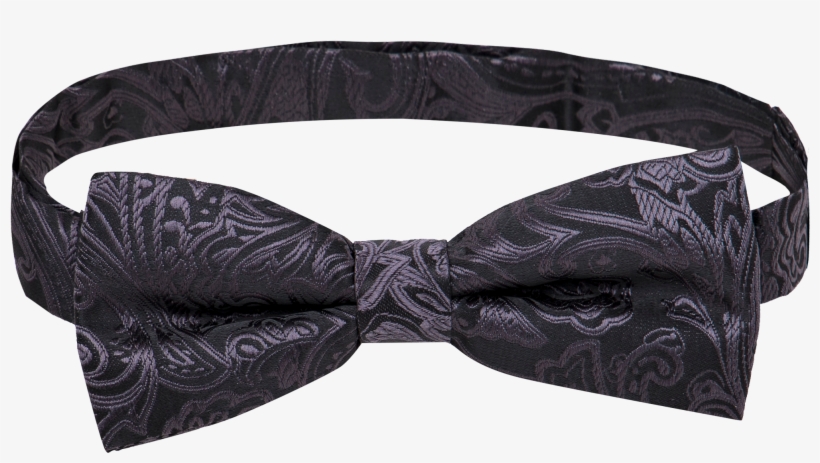 Black Jacquard Bow Tie - Paisley, transparent png download