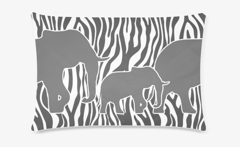 Elephants To Zebra Stripes Black & White Custom Rectangle - Cushion, transparent png download