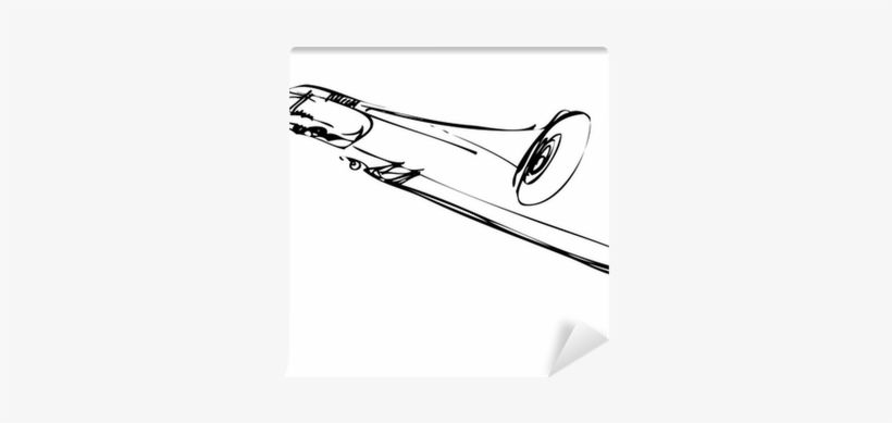 Sketch Of Copper Musical Instrument Trombone Wall Mural - Puzon Szkic, transparent png download