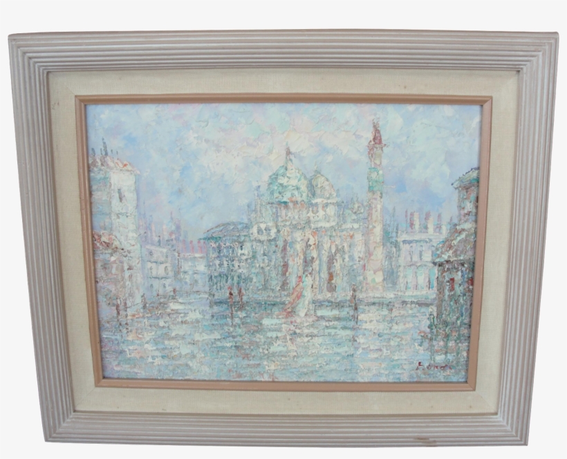 This Impressionist Oil On Canvas Depicts A European-like - Picture Frame, transparent png download