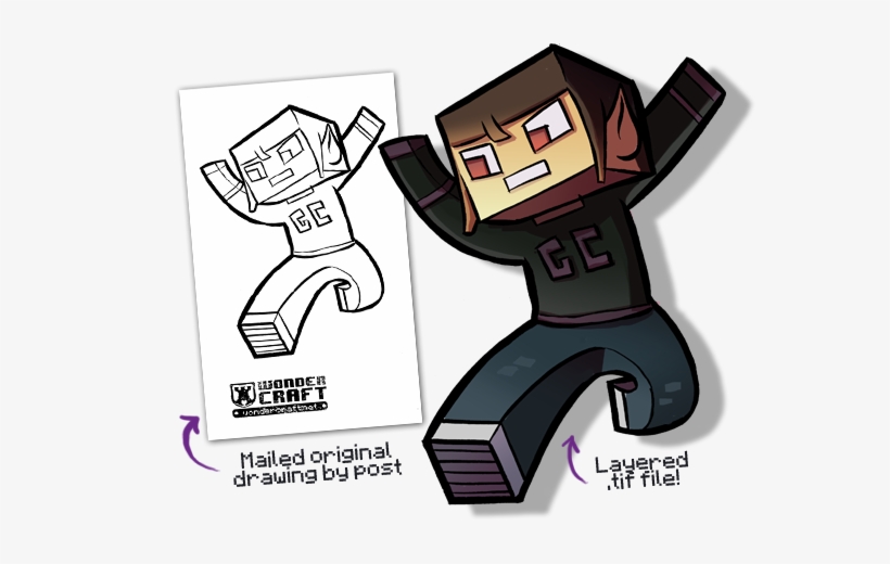 Wow - Minecraft Character Drawing, transparent png download