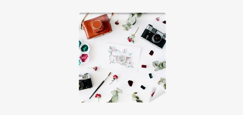 Artist Workspace With Vintage Retro Photo Camera, And - Camera, transparent png download