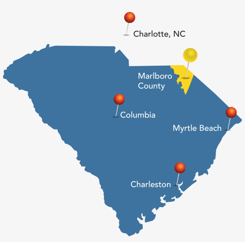 Map Of South Carolina, Including Marlboro County School - Silhouette Of South Carolina, transparent png download