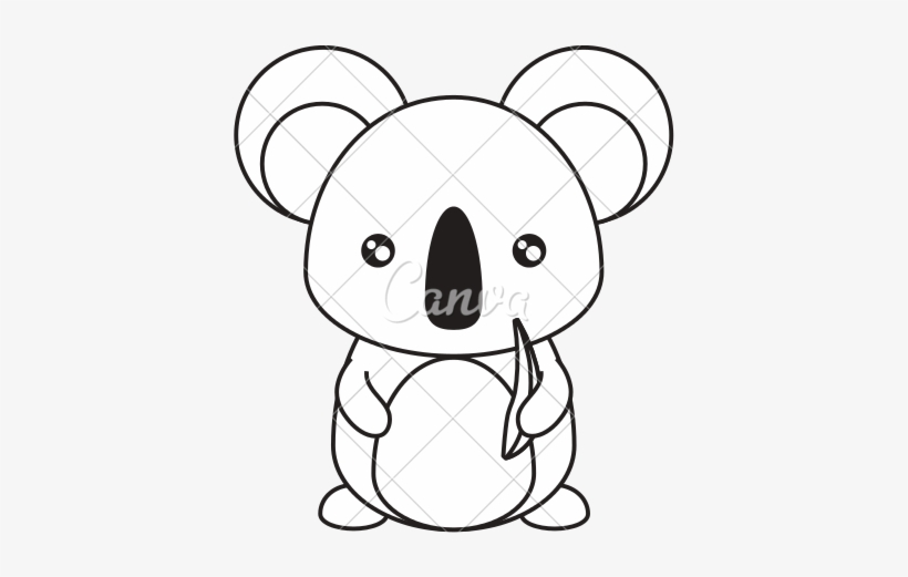 Koala With Eucalyptus Leaves Vector Illustration - Vector Graphics, transparent png download
