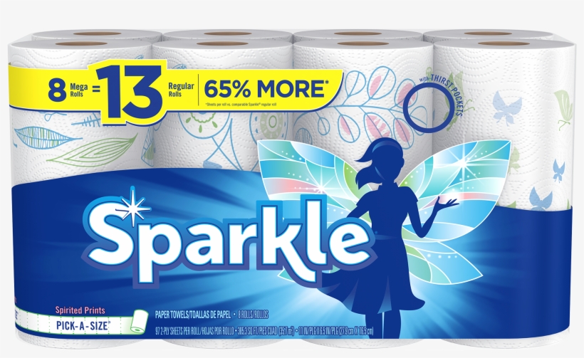 Sparkle Paper Towels, 8 Mega Rolls, Spirited Prints - Sparkle Paper Towels 8 Big Rolls, transparent png download