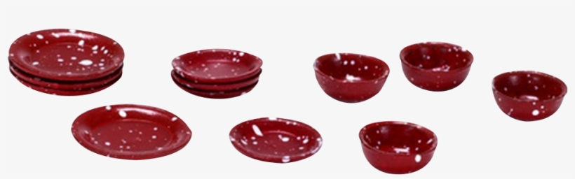 1 Inch Scale Red Spatter Dollhouse Dish Set - Colorfulness, transparent png download