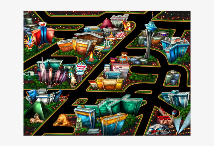 Las Vegas Cartoon Pictures - Las Vegas Strip Cartoon Map, transparent png download
