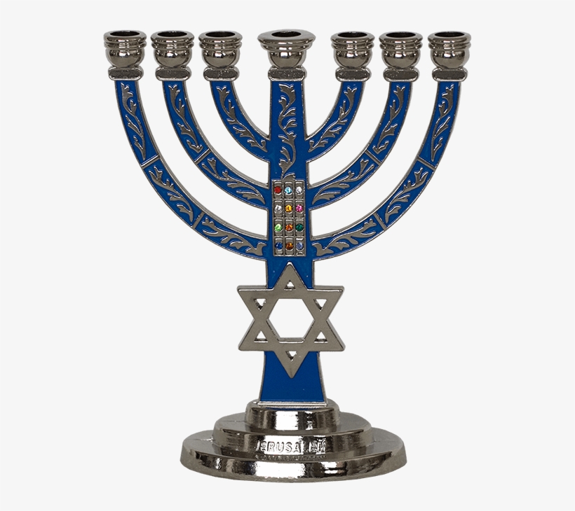 Unusual Menorah With Light Blue Enamel And Decorated - Hanukkah, transparent png download