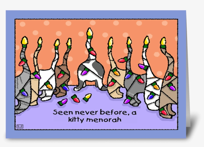 Kitty Menorah For Hanukkah - Cartoon, transparent png download