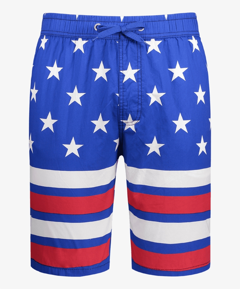 Star And Stripe Print Drawstring Patriotic Board Shorts - Shorts, transparent png download