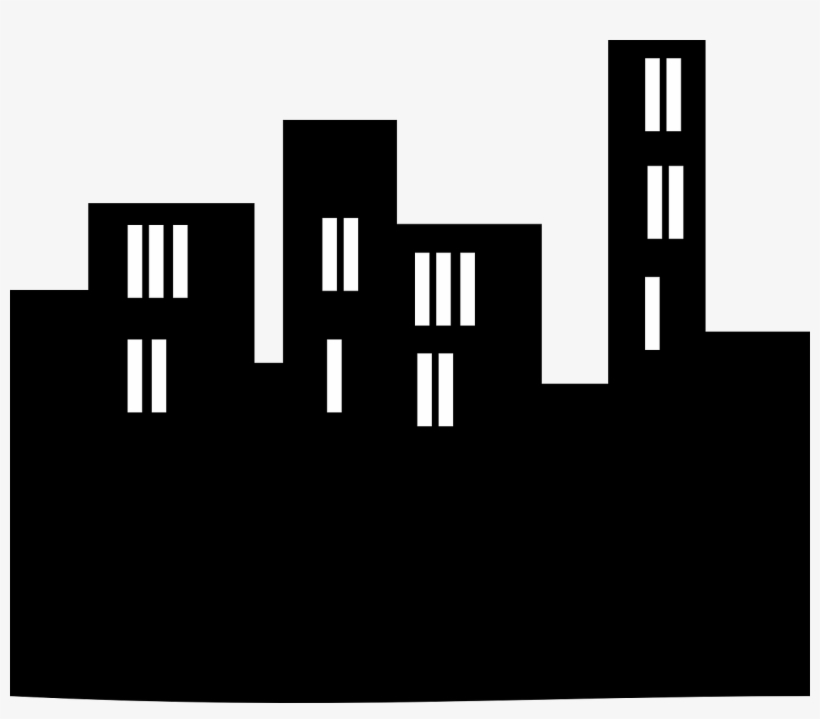 Skyline Night Buildings - Transparent Buildings Clipart Black And White, transparent png download