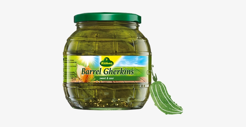 Barrel Gherkins With Dill, Onions & Mustard Seeds - Kuehne Barrel Gherkins, transparent png download