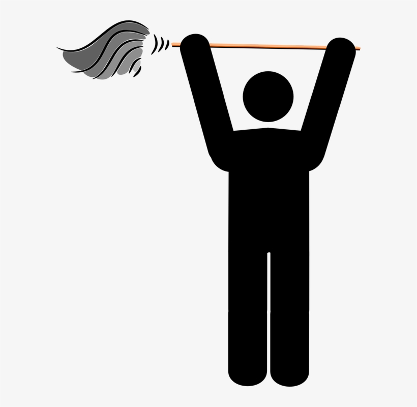 Clean, Duster, Man, Cleaner, Aloft, Raise, Mop, Feather - Stick Man With Mop, transparent png download