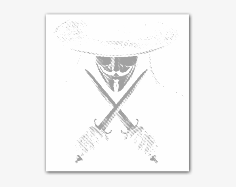 Guy Fawkes Vit Sticker - Sketch, transparent png download