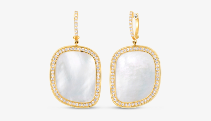 Buy Drop Earrings With Mother Of Pearl And Diamonds - Earrings, transparent png download
